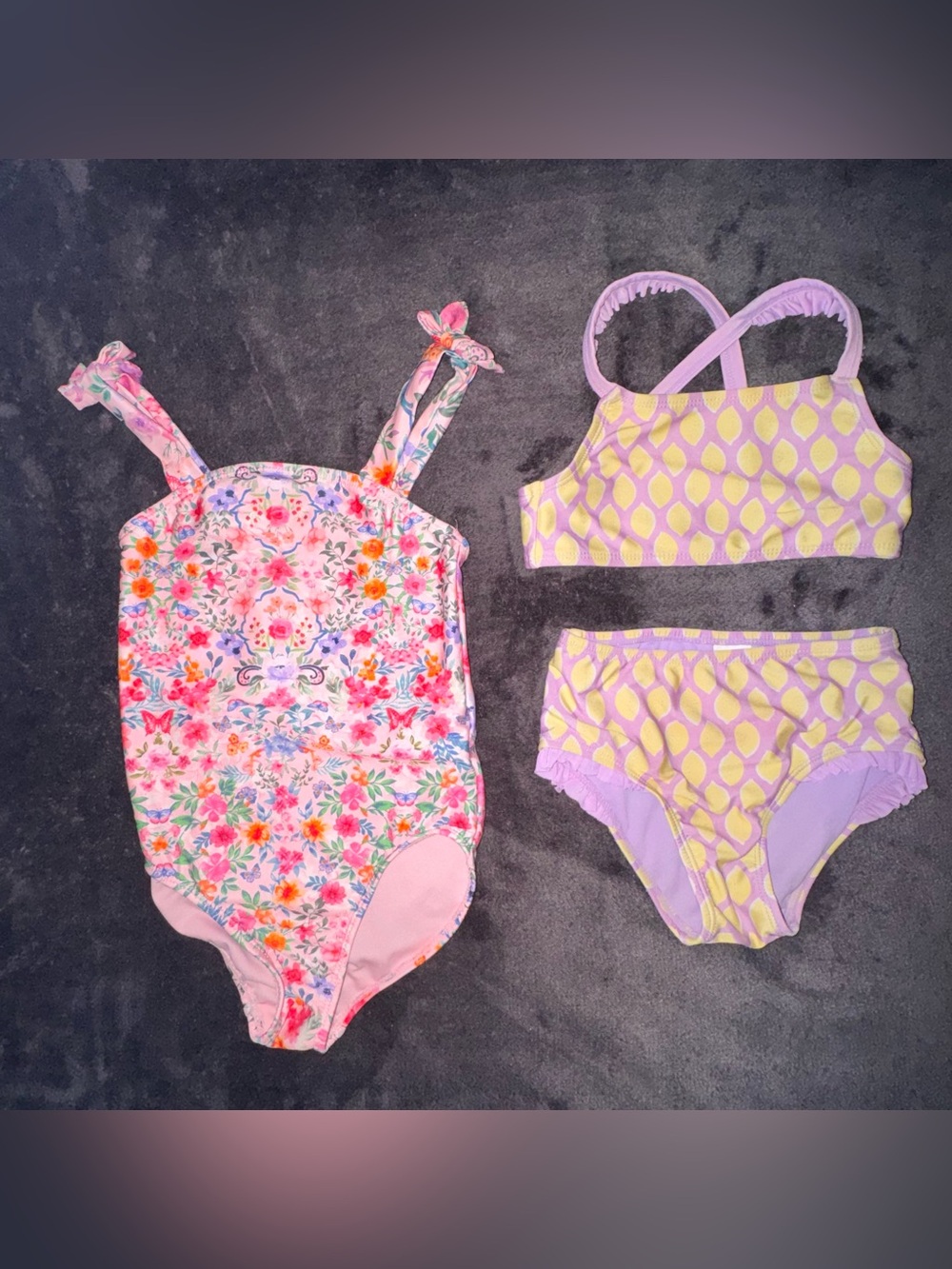 Girls Toddler Floral Swimsuit & Bikini Bundle Lot of 2 size 4T - 5